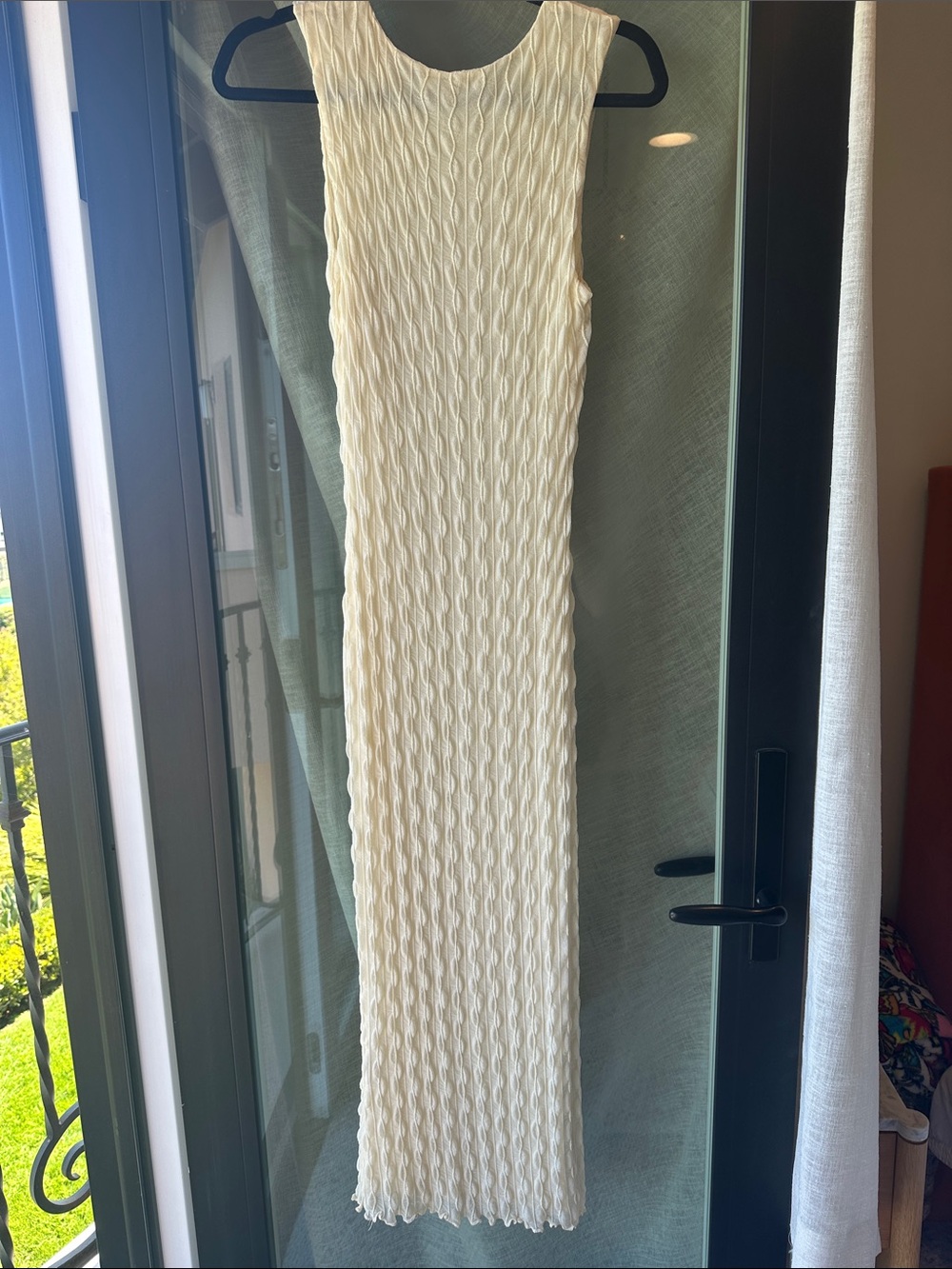 Sleeveless Cream Textured Knit Maxi Dress - Picture 3 of 3